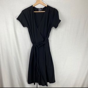 Pact black organic wrap dress
